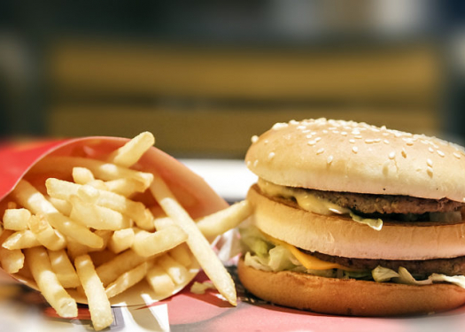 Hamburger and french fries