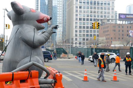 Scabby the Rat in city